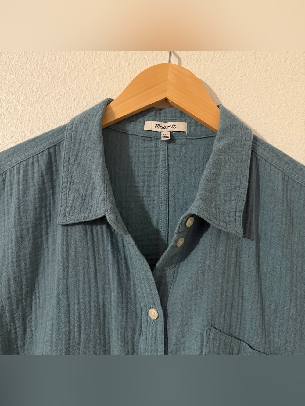 Madewell Lightspun Dolman-Sleeve Button-Up Teal Shirt - Summer
Breeze Size XXL - Picture 3 of 10